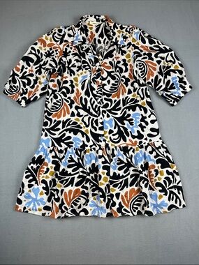 Suncoo  Print Button-Front Linen Blend Dress 
Size: T1 (small)